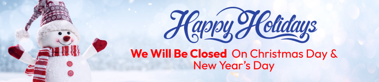 We will be closed on Christmas day & New Year’s day